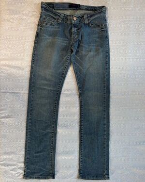 Levis 504 Tilted Jeans Womens 28 Low Rise Straight Leg Y2K Medium Wash Denim